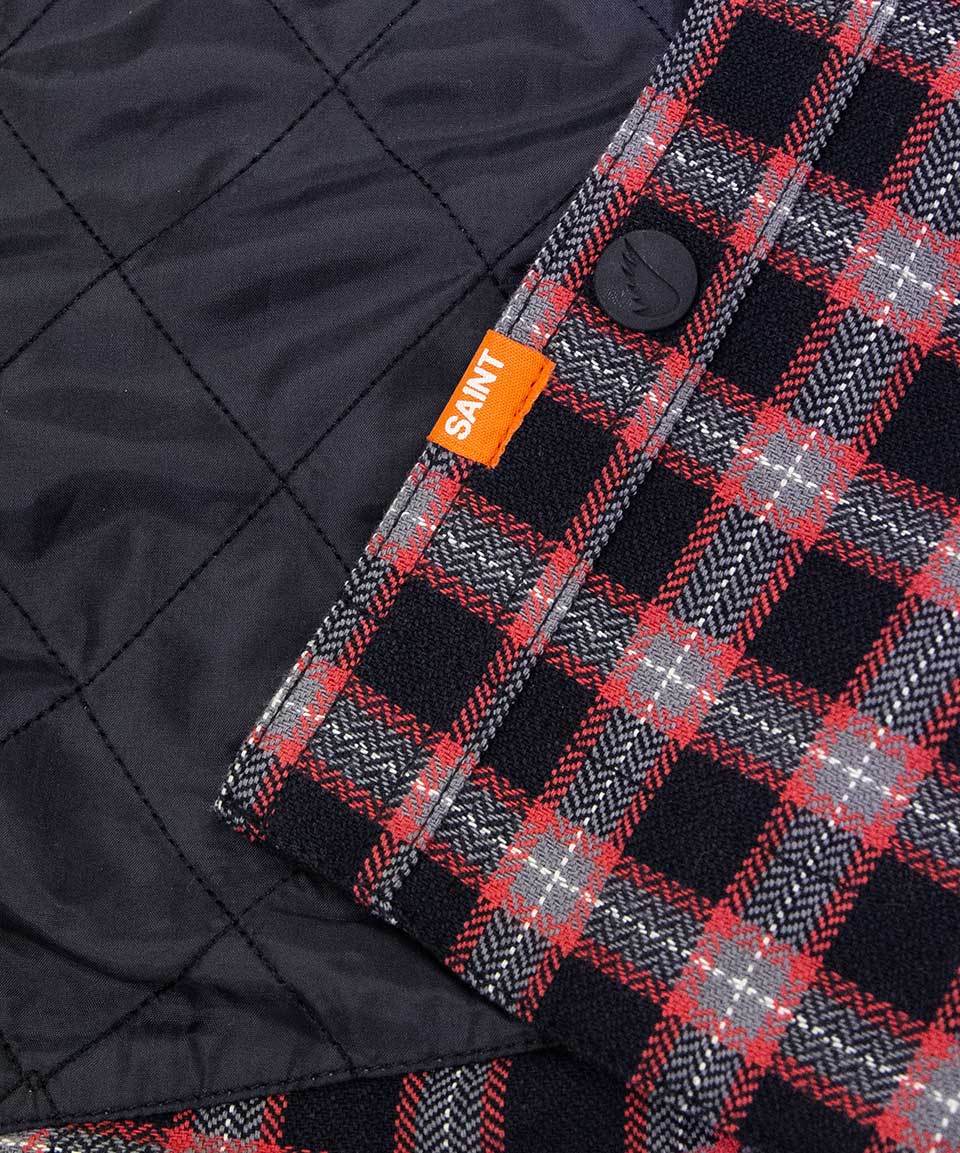 Aramid Lined Flannel Shacket- Black/Red