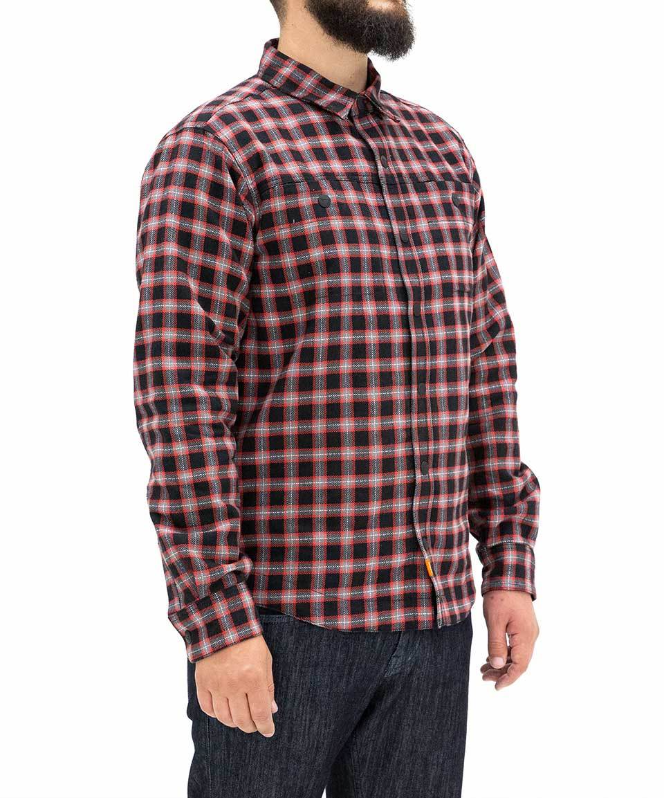 Aramid Lined Flannel Shacket- Black/Red