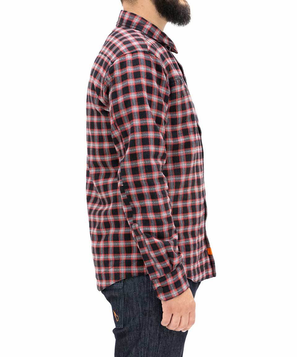 Aramid Lined Flannel Shacket- Black/Red