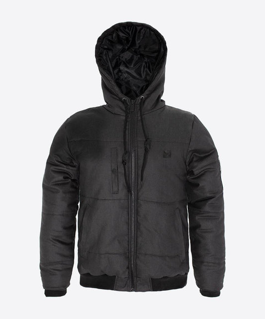 Hooded Bomber Jacket - Black