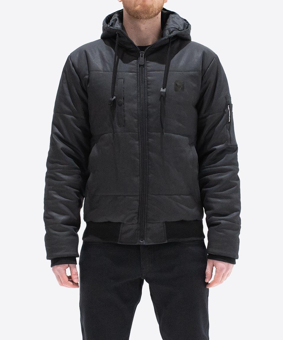 Hooded Bomber Jacket - Black